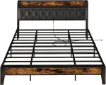 ANCTOR Twin/TwinXL/Full/Queen/King/CaliforniaKing Bed Frames, Storage Headboard with Outlets, No Noise, No Box Springs Needed 6