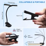 New 3 Colors 8 Brightness 14 LED Clip On Book Light Usb Rechargeable Night Light Portable Reading Light Book Lamp Mini Desk Lamp 5