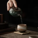 1pc Japanese Style Handmade Stoneware Tea Cup Kung Fu Tea Set Tea Cup Small Single Cup Ancient Style Quiet Road Cup Bowl Teacup 3