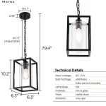 1Light Farmhouse Pendant Light, Black Metal Cage Light Fixtures with Adjustable Chain and Glass Shade,Hanging Lights for Kitchen 3