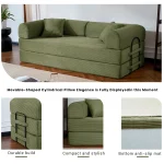 79’’ Folding Convertible Sofa Bed Corduroy Upholstered Boneless Couch, Loveseat Sleeper Floor Sofa for Living Room Bedroom 4