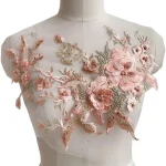 3D Flowers Beaded Lace Fabrics Applique Embroidery Sewing On Patches For Wedding/Evening Dress Clothing Patches Scrapbooking 2
