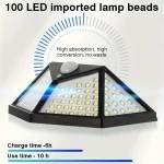100LED Solar Flood Lights 3 Modes Outdoor Solar Motion Security Solar Light Waterproof for Garden Patio Garage Wall Light 2