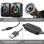 USB Wired Computer Speakers with LED Light, HiFi Stereo PC Sound Box with Microphone, Clear Sound for Desktop 5