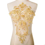 1Pc White Gold Patch Appliques Embroidery Lace Trim Fabric Cloth Sewing Patchwork DIY Craft 42*27cm 5