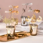 Hot Rotating Candle Stick Holder Candlestick Home Decoration Hallowmas Christmas Gift Party Room Decor Carousel Candle Stand 3