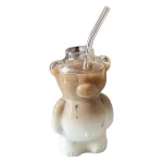 Cute Bear Glass Cup Cartoon Bear Shaped Coffee Mug Bear Shaped Glass Cup Beverage Glasses for Girlfriends Female Birthday Gift 3