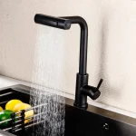 Grey/Silver Pull Out Kitchen Faucet, Flexible Hot and Cold Water Kitchen Sink Mixer Faucet Deck Mounted with Stream Shower Mode 6