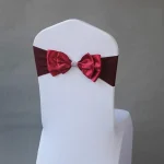 50 Pieces Wedding Decoration Birthday Party Chair Sash Bow Tie Spandex Band Ready Made For Banquet Hotel Luxury Satin Chair Sash 6