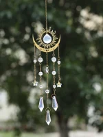 1pc gold flame moon crystal pendant sunlight catcher outdoor garden ab colourful hanging decorations hanging ornaments 4