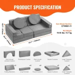 SucceBuy Play Couch Kids Sofa Toddler Foam Sofa Couch w/ High-density 25D Sponge for Playing Creativing Sleeping Kids Furniture 6