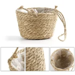 1PC Straw Hanging Basket Planter Twine Woven Flower Basket Rattan Basket Hanging Orchid Pot Pot Hanging Basin 5