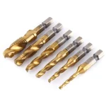 Hex Shank Titanium Plated HSS Screw Thread Metric Tap Drill Bits Screw Machine Compound Tap M3 M4 M5 M6 M8 M10 Hand Tools 2