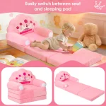2 in 1 Foldable Kids Sofa Bed Baby Seat Chair Foam Filled Toddler Sleeping Couch Reading Armchair for Reading Relaxing Nursery 5