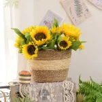 Straw Weaving Flower Plant Pot Basket Grass Planter Basket Indoor Outdoor Flower Pot Cover Plant Containers for Plantable Plants 2