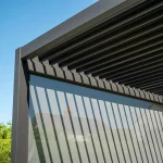 Bioclimatic Aluminum  Pergola 3x3m/10x10ft Manual flip louvered roof with manual roller blinds garden gazebo canopy 5
