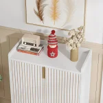 Tribesigns White Shoe Cabinets with Doors, 5-Tier Shoe Rack, Wood Storage Cabinet for Bedroom Hallway Living Room 4
