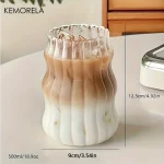 2/4/6PCS INS Glass Cup Heat-resistant Tumbler Drinkware Transparent Tea Juice Milk Coffee Mug Home Water Glasses Stripe Beer Mug 2