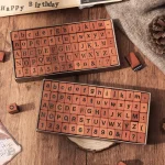 70 pcs English letters and numbers Wooden Rubber Stamps Sets Diy Rubber Stamp For Card Making Scrapbooking supplies 3