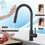 Black Pull Out Sensor Kitchen Faucet Touch Control Faucet 2 Function Mixer For Sink Tap Sprayer Single Handle Mixer Tap 2