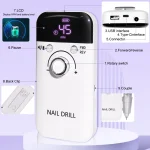 45000RPM Electric Nail Drill Polisher Rechargeable Portable Electric Nail File Machine Kit for Home Acrylic Gel Nails Polishing 6