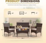 4 Pieces Outdoor Patio Furniture Sets Rattan Chair Wicker Set,Outdoor Indoor Use Backyard Porch 6
