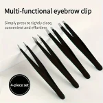 4 Pcs Set High-Quality Stainless Steel Eyebrow Tweezers  Suitable for Eyebrows Eyelashes Remove Beard Christmas Gift 5