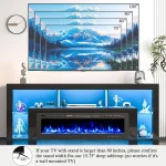94.5 Electric iReplace TV Stand for 50-100 TVs, High Gloss Black Entertainment Center with LED Lights and Charging Station 3