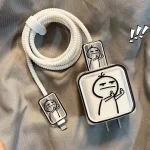 Cute Line Cat Charger Cable Protector For 18/20W iphone 15 Pro Max,Charger Protective Cover Case USB Dustproof Date Cable Winder 3