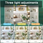 Minimalist natural wood vanity with light-up mirror – 3 light modes, slide-out drawers & shelves 4