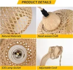 Bamboo Lantern Wall Lamp Natural Rattan Wicker E27 Chandeliers Hand-Woven Bamboo Room Decor Lampshades Wall Light Fixtures 6