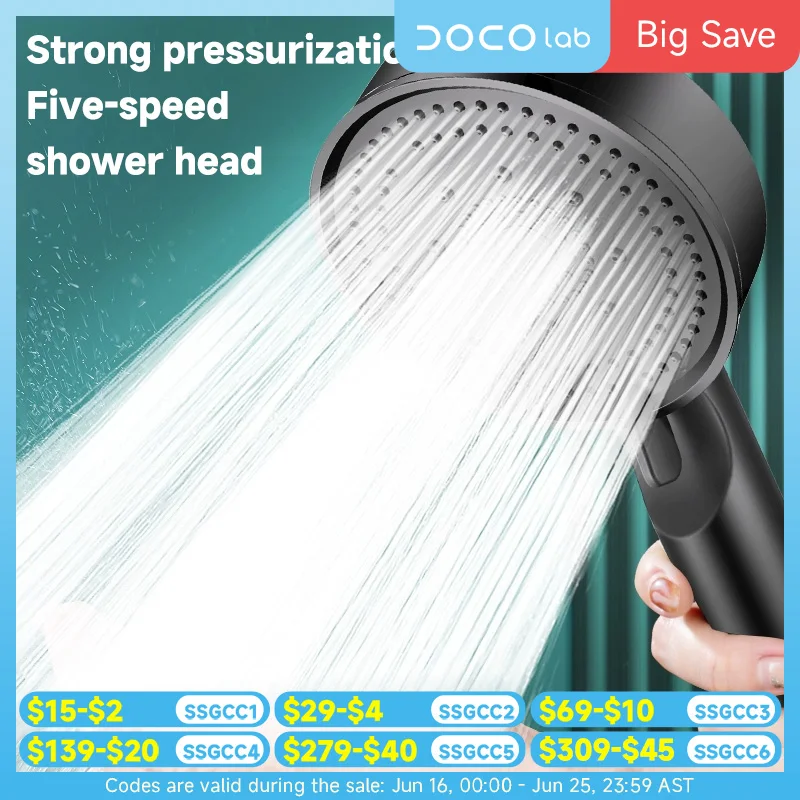 5 Modes Pressure Boost Shower Head Multifunction Adjustable Large Water Shower Nozzle Massage Bathroom Accessory 5 Modes Pressure Boost Shower Head Multifunction Adjustable Large Water Shower Nozzle Massage Bathroom Accessory
