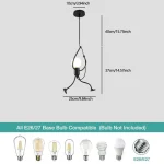 Vintage Iron Little Man Modern Arts Chandelier LED Ceiling Lamp Home Living Room Children Bedroom Decor Black E27 Pendant Lights 5