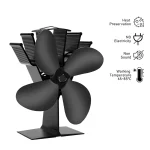 4 Blade Heat Powered Stove Fan Black Fireplace Fan komin Log Wood Burner Eco Friendly Quiet Fan Home Efficient Heat Distribution 2