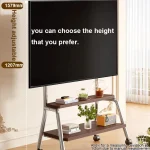 Mobile TV Stand Rolling TV Cart with Wheels for Most 32-90 Inch TV Stand with Double Wooden Shelf Height Adjustable Heavy-Duty 6