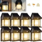 1/2/4/8 Solar Wall Lights IP44 Motion Sensor LED Lantern Wall Mounted Suitable for Outdoor Lighting on Courtyard Porch Decks