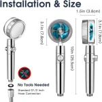 360 Degrees Rotation Turbo Fan Shower Head High Pressure Water Saving Spray Adjustable Showerhead Filters Bathroom Accessories 3