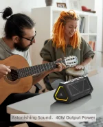 MLOVE P3 Outdoor Bluetooth Speaker, 40W Output Power Bluetooth 5.3 Speaker ,Stereo Sound IPX7 Waterproof,Micro SD Card,RGB Light 5
