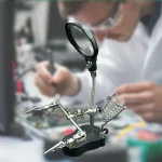 Welding Magnifying Glass LED Light Auxiliary Clip loupe Magnifier 3 In1 Hand Soldering Solder Iron Stand Holder Station 4