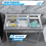 3 Compartment Stainless Steel Utility Sink Commercial, 304 Stainless Steel Laundry Tub with Feet for Restaurant Kitchen Garage