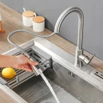 Kitchen Faucets Brushed Nickel Pull Out Kitchen Sink Water Tap Deck Mounted Mixer Stream Sprayer Head Hot Cold Taps Sliver 2