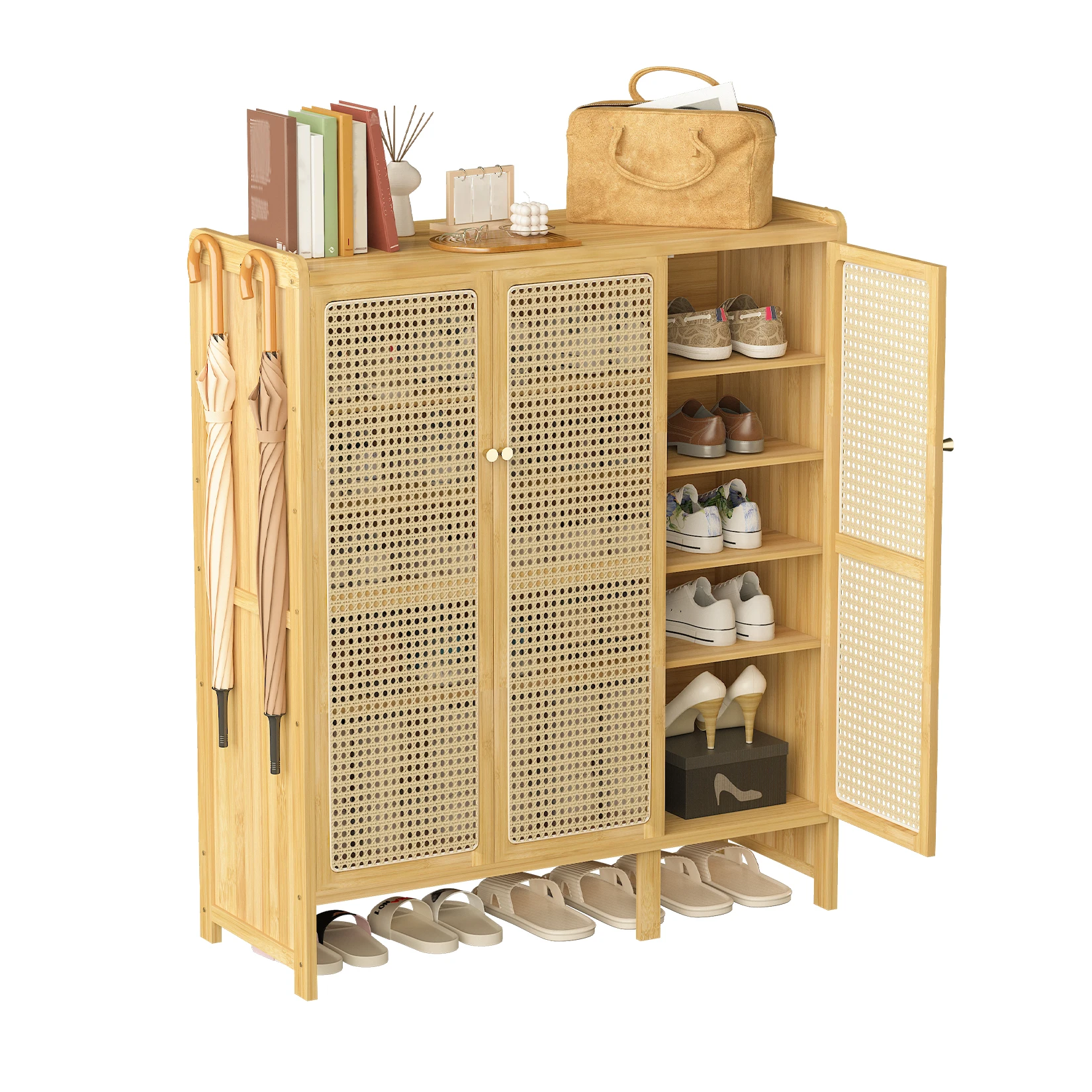 Bamboo Shoes Rack Organizer Cabinet with Doors and 6 Tiers Shelves for for Entryway Hallway Bamboo Shoes Rack Organizer Cabinet with Doors and 6 Tiers Shelves for for Entryway Hallway