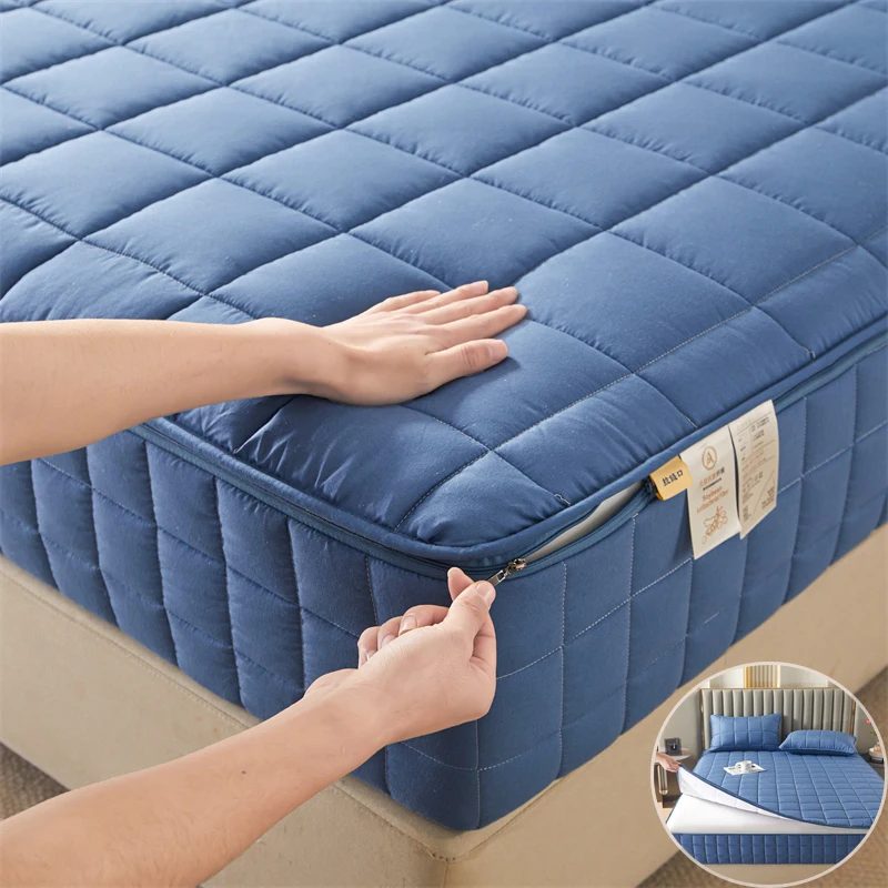 Six Sides All Inclusive Mattress Cover with Zipper Thicken Fitted Sheet Quilted Mattress Protector Pad Couple Customized Size Six Sides All Inclusive Mattress Cover with Zipper Thicken Fitted Sheet Quilted Mattress Protector Pad Couple Customized Size