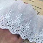 HOT Cotton Embroidered White Flower Lace Fabric Dubai Wide Sewing DIY Trim Wedding Applique Ribbon Collar Cloth Guipure Decor 4