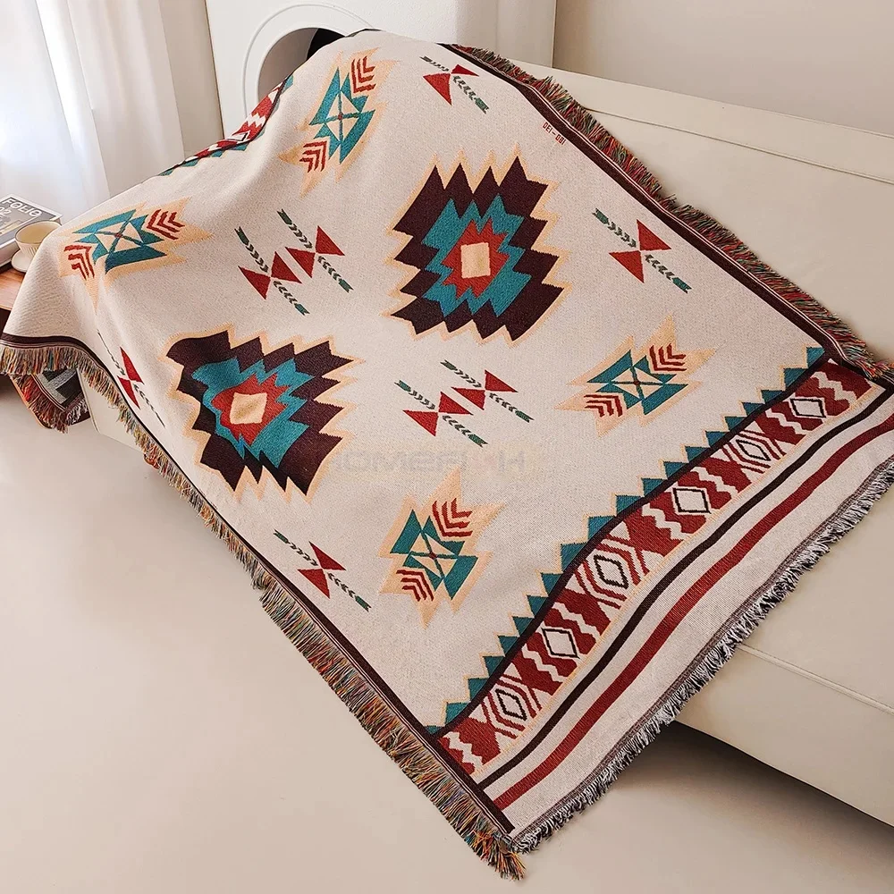 Aztec Blanket Oversized Boho Throw Blanket with Fringe Southwestern Geometric Tapestry Vintage Woven Throw Blankets Double-S Aztec Blanket Oversized Boho Throw Blanket with Fringe Southwestern Geometric Tapestry Vintage Woven Throw Blankets Double-S