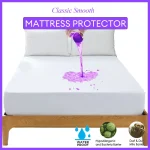 smooth Mattress Protector Fitted Sheet Wateprroof Mattress Cover Anti Mites & Washable  Bed Protector