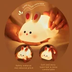 Cute LED Night Light Panda Sheep Rabbit Silicone Nightlights USB Rechargeable For Bedroom Decoration Kids Birthday Gift 6