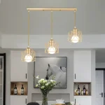 Modern LED Pendant Light Iron Gold Black Minimalist Metal Cage Pendant Lamp Living Room Restaurant Shop Bar Fixture Decoration