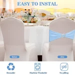 100 Pcs Spandex Chair Sashes with Crown Buckle Slider Stretch Chair Bands Cover Ties for Wedding, Banquet, Gala, Corporate Event 4