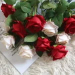 1/5/10/20pcs Roses Artificial Flowers Rose Flower Branch Artificial Red Roses Realistic Fake Rose for Wedding Home Decor 3